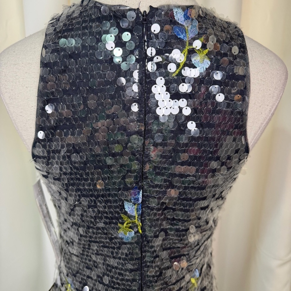 NWT Aidan by Aidan Mattox ‘Floral Embroidered Sequin Dress’ in “Dusty Blue” Sz 2 - Picture 11 of 16